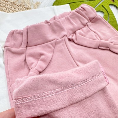 Conj. Blusa Moletom Carneirinhos e Calça Legging - Off White e Rose